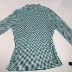 Under Armour ColdGear Mock neck Shirt Large Teal WITH STARS Performance Fitted